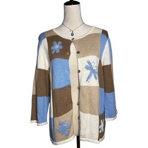 Christopher & Banks‎ Patchwork Knit Cardigan Floral Grannycore Cottagecore Y2K